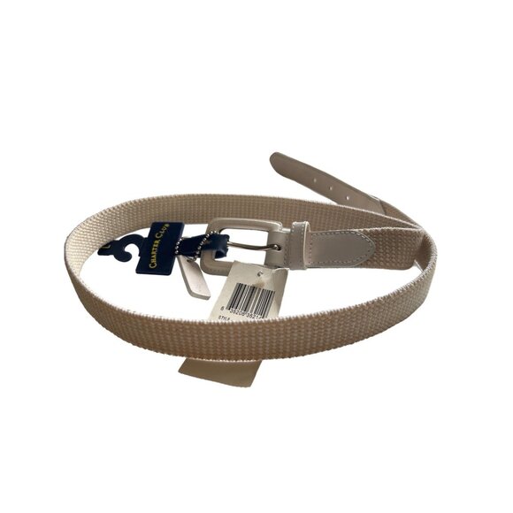 Charter Club Accessories - Charter club White & Tan Cotton Blend Genuine Bonded Leather Belt